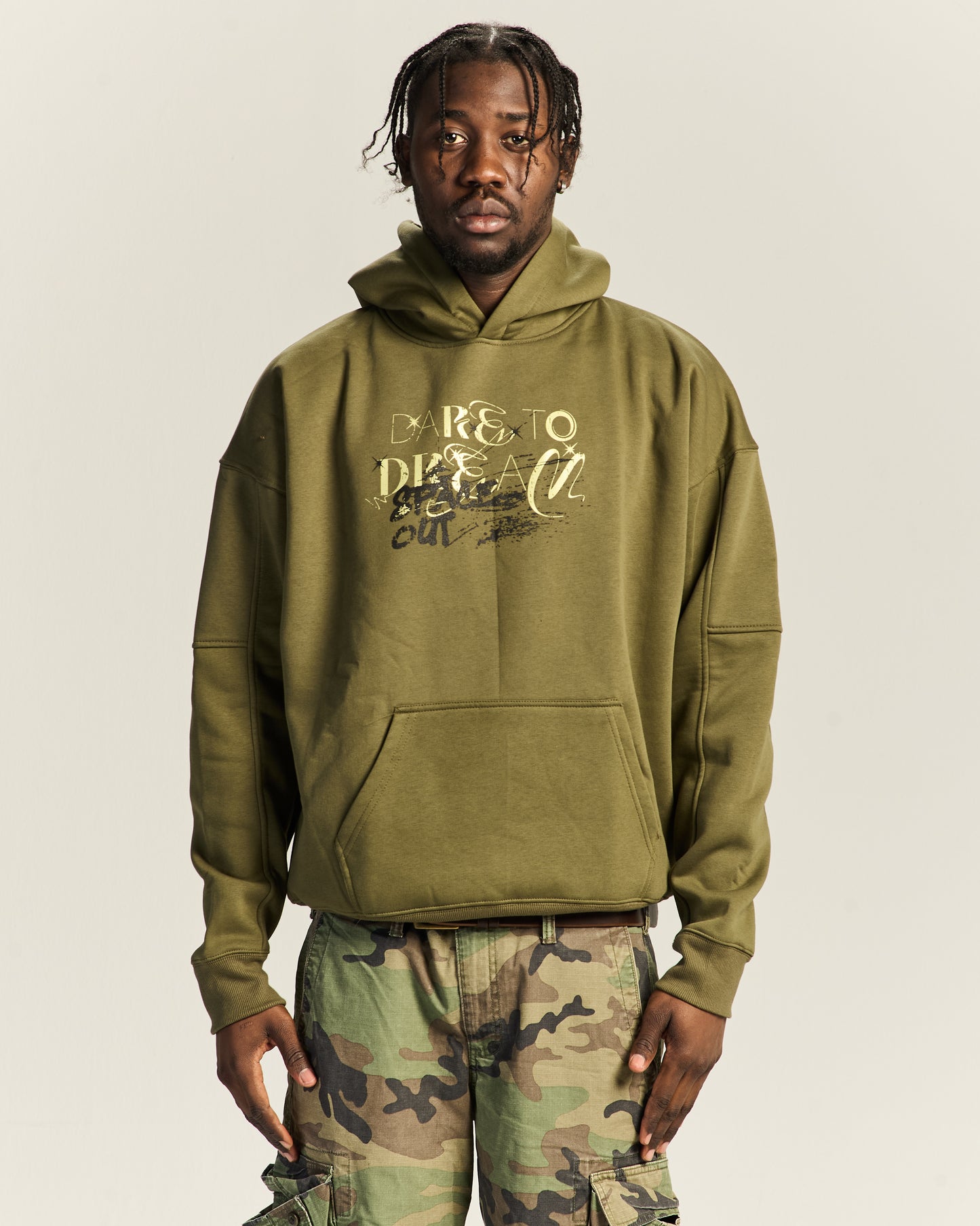 Dare to Dream Army Green Hoodie